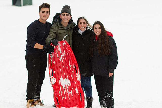After the first snow of the season, students were eager to test out their sleds on the campus hill.