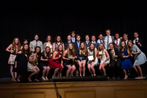 Spring student-athletes celebrate awards prior to championship tournaments in May 2018.