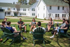 New Hampton School students enjoy a class outside.
