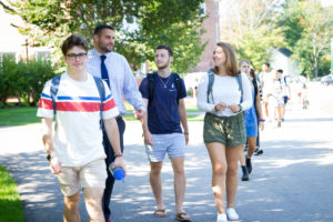 New Hampton School students and faculty walk to class.