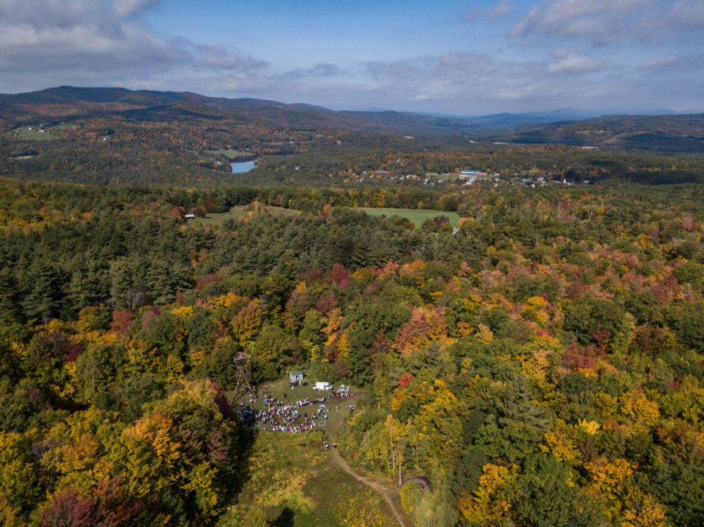 View from Burleigh Mountain of New Hampton School Campus and Pemigewasset River