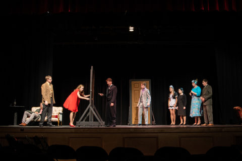 New Hampton School students rehearse their fall production of "Clue: On Stage."