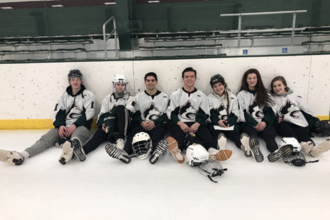 Broom ball teams in Jacobson Arena