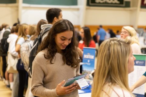A college search involves visits in person, campus tours, as well as college fairs.